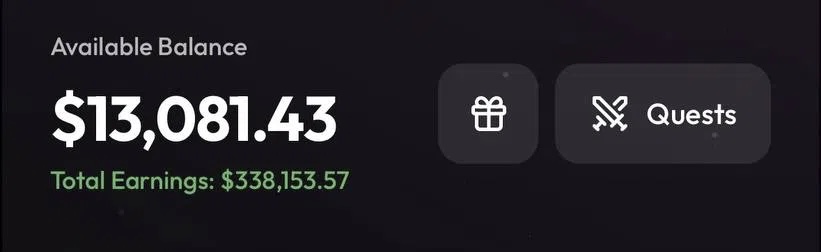 $338K+ lifetime — live balance $13K
